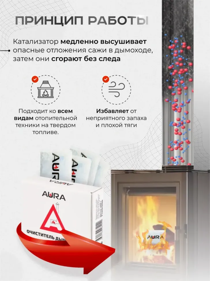 Очиститель дымохода и печных труб AURA, 200г. (5 пакетиков-саше)