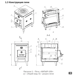 Печь отопительная Теплодар Батыр-150