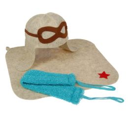 Набор банный "Пилот" (пилот, коврик, мочалка), микс