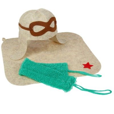 Набор банный "Пилот" (пилот, коврик, мочалка), микс