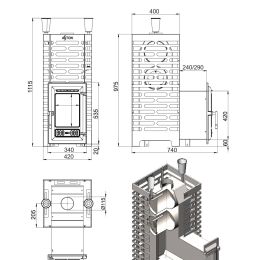 Печь для бани ASTON 24 INOX (310) Long