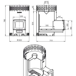 Печь для бани Везувий "Чёрная Пчёлка 20 С" НЕРЖ.