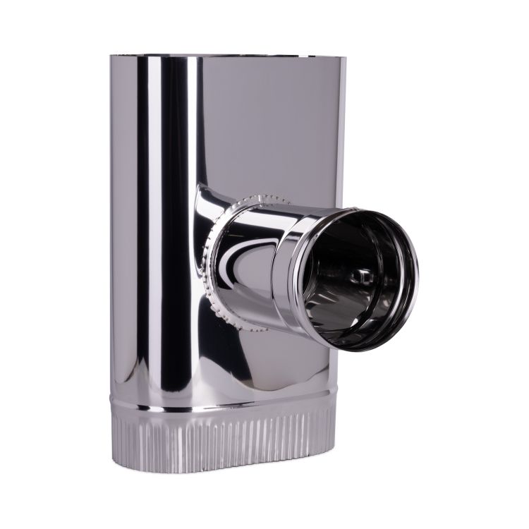 Тройник овальный, врезка d 60–180, нерж 0,5 мм