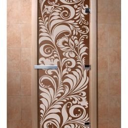 Дверь для сауны Doorwood «Хохлома» (Ольха) 8мм