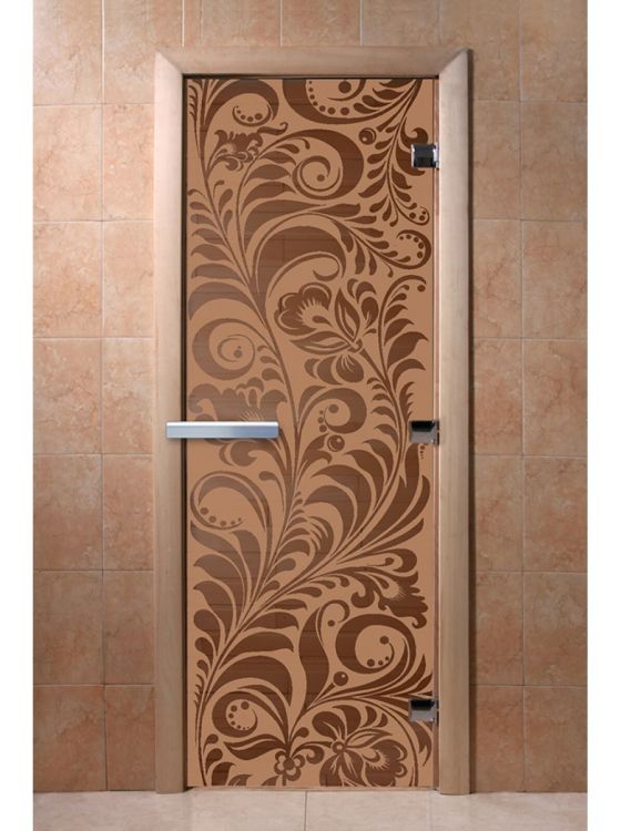 Дверь для сауны Doorwood «Хохлома» (Ольха) 8мм