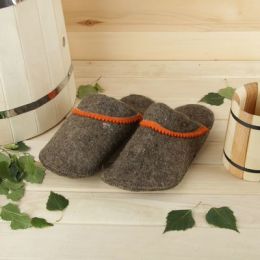 Тапочки мужские комибинированные, оранжевый, люкс мягкий