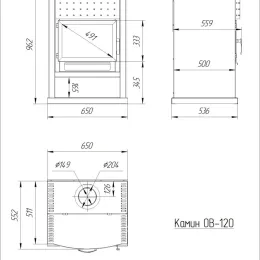 Печь-Камин Теплодар ОВ-120 прямой