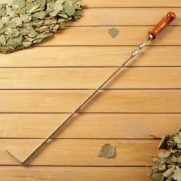 Кочерга узбекская с деревянной ручкой, с узором, 50/1,6 см, полная длина 75 см, сталь 3 мм