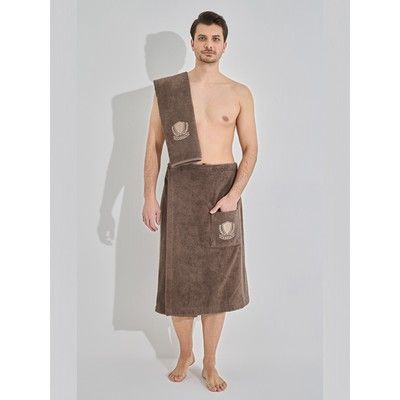 Набор мужской для сауны: килт, полотенце, размер 75х150 см - 1 шт, 50х90 см - 1 шт, цвет тёмно-коричневый