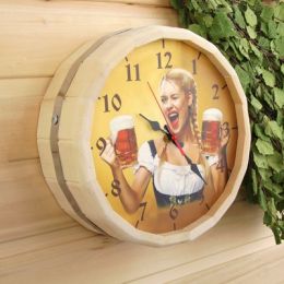 Часы банные бочонок "Добропаровъ. Время отдохнуть"