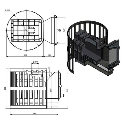 Печь для бани ВЕЗУВИЙ Легенда Ретро Ковка 24 (205) L-280