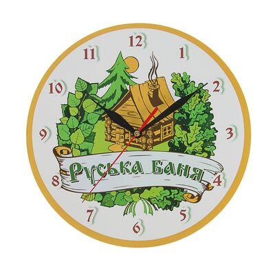 Часы для бани "Русская банька" баня, веники, Ø 25см