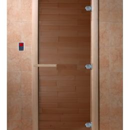 Дверь для сауны Doorwood Теплый день Бронза (Листва) 8мм