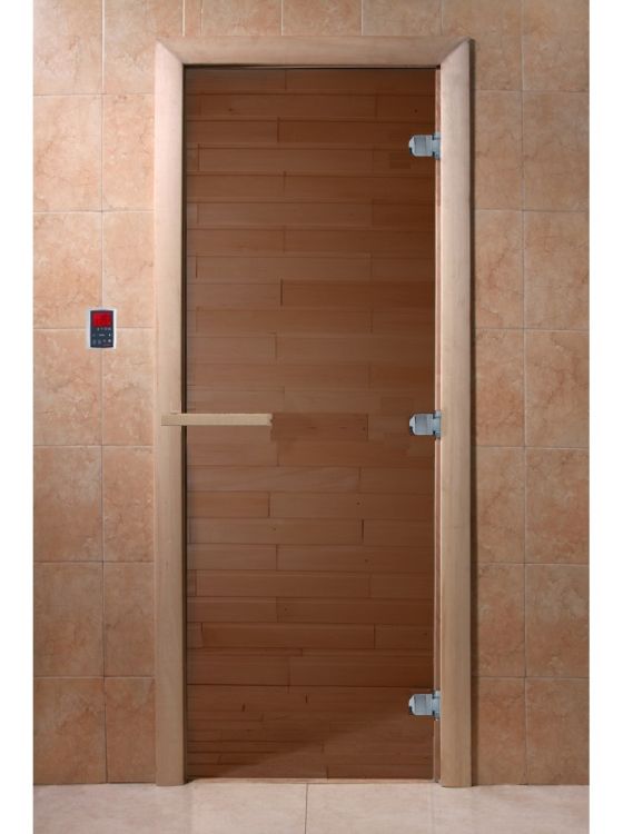 Дверь для сауны Doorwood Теплый день Бронза (Листва) 8мм