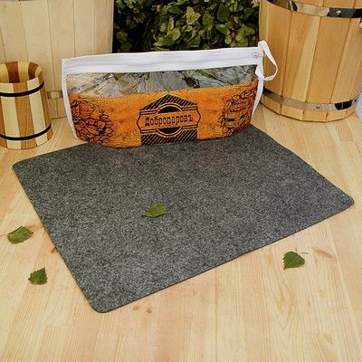 Коврик для бани в косметичке "Классический" прямоугольный, серый