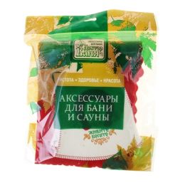 Комплект для сауны двухпредметный Шапка с вышивкой + коврик, микс цветов и рисунков