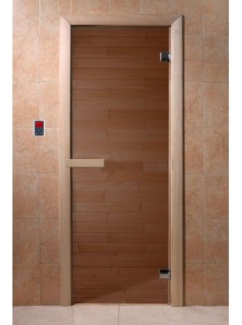 Дверь для сауны Doorwood Теплый день Бронза (Хвоя) 6мм