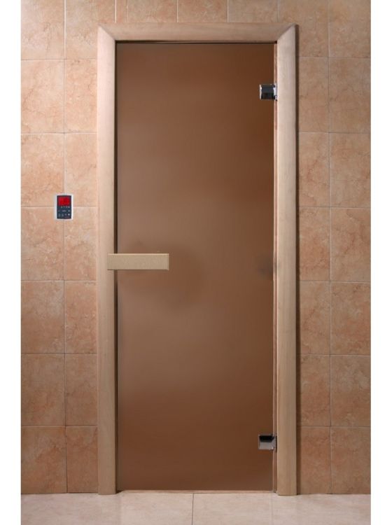 Дверь для сауны Doorwood Теплая ночь Бронза Матовая (Хвоя) 6мм