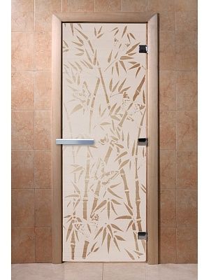 Дверь для сауны Doorwood «Бамбук и бабочки» (Ольха) 8мм