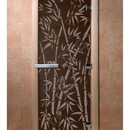Дверь для сауны Doorwood «Бамбук и бабочки» (Ольха) 8мм