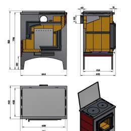Печь-Камин ВЕЗУВИЙ ПК-04 (240) с плитой талькохлорит 12 кВт (200 м3) Ø115мм
