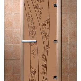 Дверь для сауны Doorwood «Весна и цветы» (Ольха) 8мм