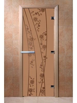 Дверь для сауны Doorwood «Весна и цветы» (Ольха) 8мм