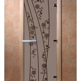Дверь для сауны Doorwood «Весна и цветы» (Ольха) 8мм