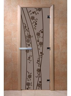 Дверь для сауны Doorwood «Весна и цветы» (Ольха) 8мм
