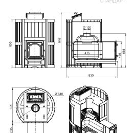 Чугунная печь для бани ЭТНА Стандарт 24 (ДТ-4С) Закрытая каменка