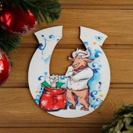 Табличка для бани "Подкова Символ года 2021. Бык то при деньгах!", 20×18 см