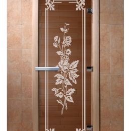 Дверь для сауны Doorwood «Розы» (Ольха) 8мм