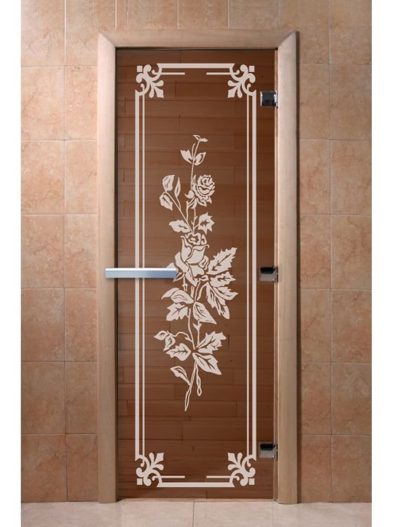 Дверь для сауны Doorwood «Розы» (Ольха) 8мм