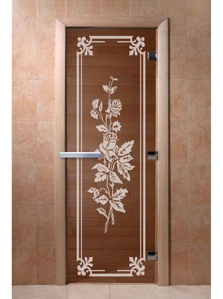 Дверь для сауны Doorwood «Розы» (Ольха) 8мм