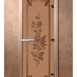 Дверь для сауны Doorwood «Розы» (Ольха) 8мм