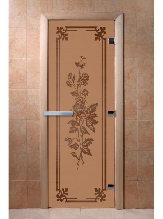 Дверь для сауны Doorwood «Розы» (Ольха) 8мм