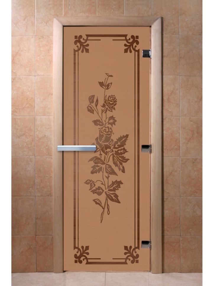 Дверь для сауны Doorwood «Розы» (Ольха) 8мм