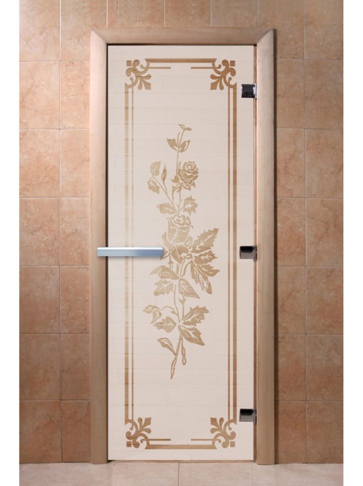 Дверь для сауны Doorwood «Розы» (Ольха) 8мм
