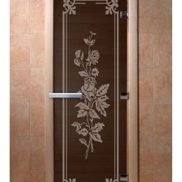 Дверь для сауны Doorwood «Розы» (Ольха) 8мм