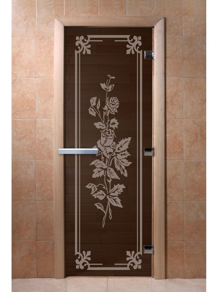 Дверь для сауны Doorwood «Розы» (Ольха) 8мм