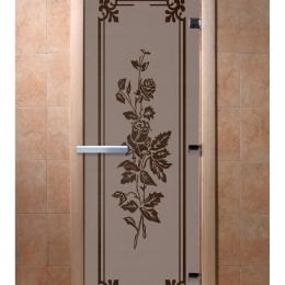 Дверь для сауны Doorwood «Розы» (Ольха) 8мм