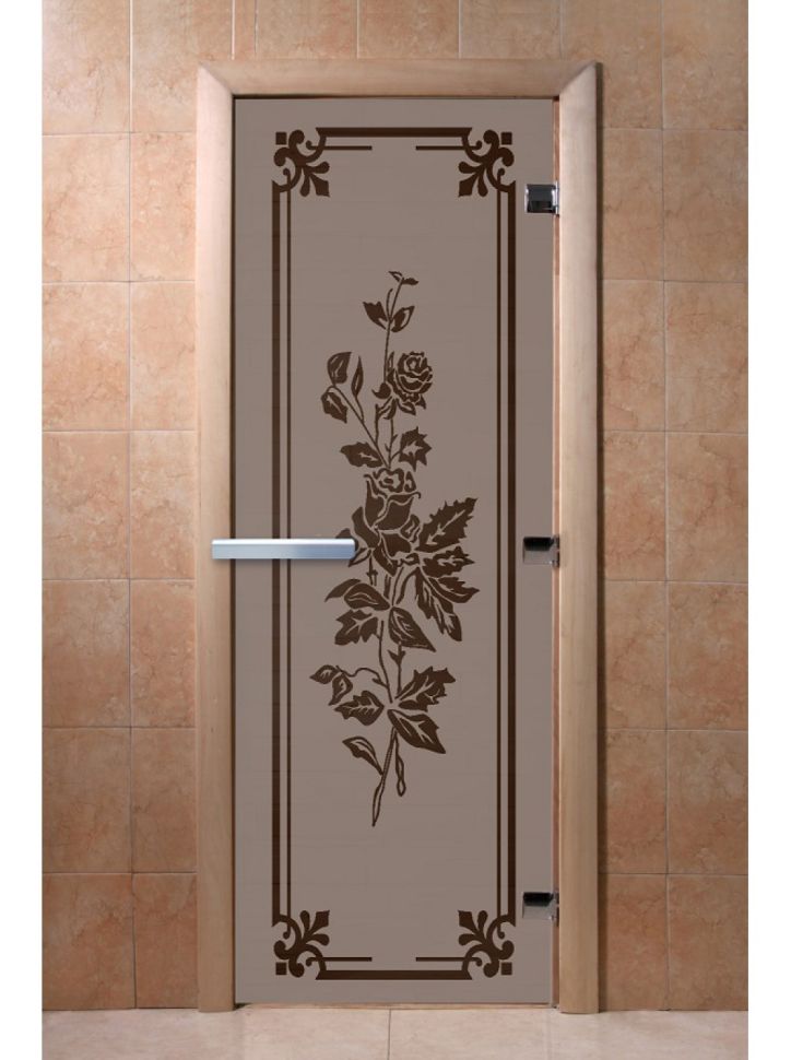 Дверь для сауны Doorwood «Розы» (Ольха) 8мм