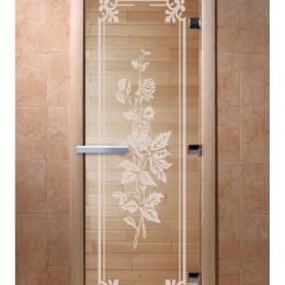 Дверь для сауны Doorwood «Розы» (Ольха) 8мм