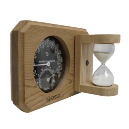 Термогигрометр мини EVEREST c часами, кедр (TG-08 black)