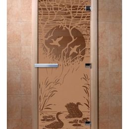 Дверь для сауны Doorwood «Лебединое озеро» (Ольха) 8мм