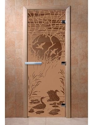 Дверь для сауны Doorwood «Лебединое озеро» (Ольха) 8мм