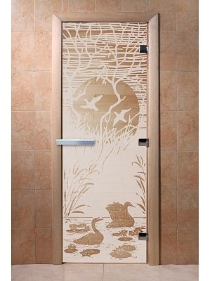 Дверь для сауны Doorwood «Лебединое озеро» (Ольха) 8мм