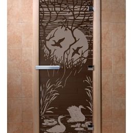 Дверь для сауны Doorwood «Лебединое озеро» (Ольха) 8мм