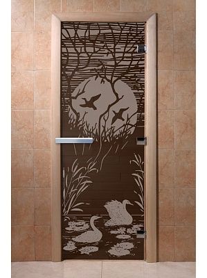 Дверь для сауны Doorwood «Лебединое озеро» (Ольха) 8мм