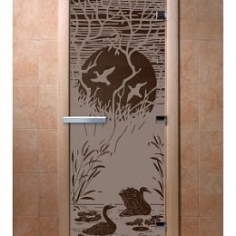 Дверь для сауны Doorwood «Лебединое озеро» (Ольха) 8мм